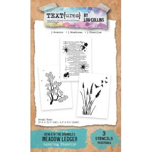 TEXT{ures} By Lou Collins Beneath The Brambles Collection - Layering Stencils - Meadow Ledger [TEXST0001]