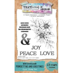 TEXT{ures} By Lou Collins Winter In Bloom Collection - Clear Stamp Set - Poinsettias & Greetings [TEXCS0006]