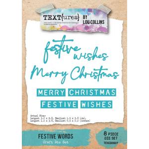 TEXT{ures} By Lou Collins Winter In Bloom Collection - Craft Die Set - Festive Words [TEXCD0007]