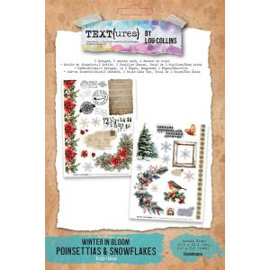 TEXT{ures} By Lou Collins Winter In Bloom Collection - Rub Ons - Poinsettias & Snowflakes [TEXRO0003]
