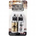 Tim Holtz Alcohol Ink Metallic Mixatives 2 Pack - Gold and Silver [TIM21247]