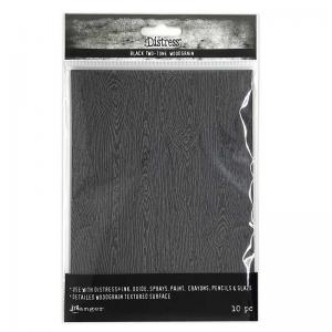 Tim Holtz Distress Halloween 2022 Black Two-Tone Woodgrain Cardstock [TSHK81135]