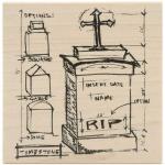 Tim Holtz by Stampers Anonymous Wood Mounted Stamp - [U2-1945] Tomb Sketch