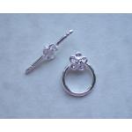 Sterling Silver Toggle Clasp 15mm with Flower [4025]