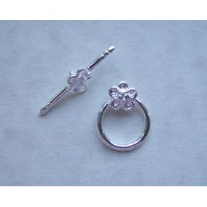 Sterling Silver Toggle Clasp 15mm with Flower [4025]