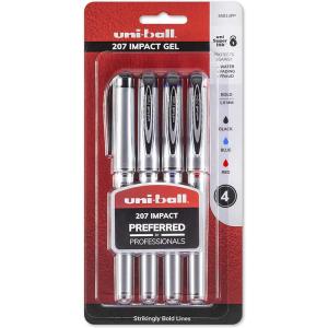 Uni-Ball Signo Gel Impact Pens - Broad - Set Of 4 Black / Blue / Red