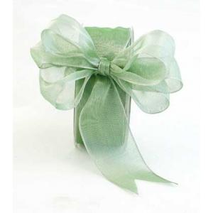 1.5" Metallic Organza Wired Ribbon - [Wide GC18-15] Silvered Shamrock