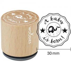 Woodies Mounted Rubber Stamp - A Baby Is Born [6006]
