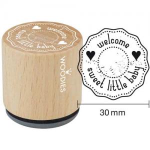 Woodies Mounted Rubber Stamp - Welcome Sweet Little Baby [6005]