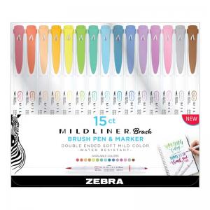 Zebra Mildliner Double Ended Brush Pens Set Of 15 [79115]