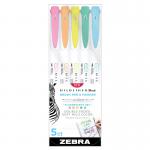 Zebra Mildliner Double Ended Brush Pens Set Of 5 - Fluorescent [79105]