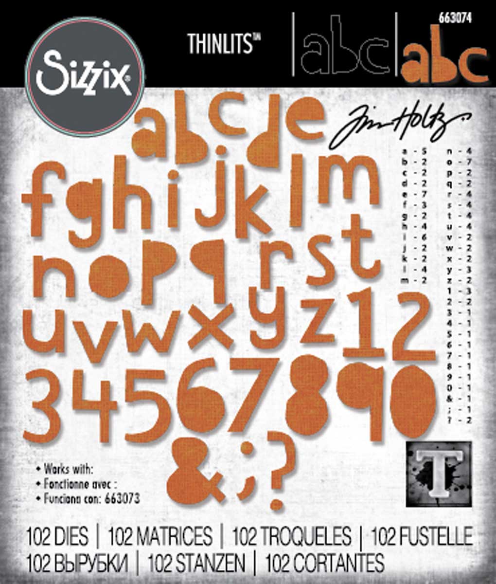 Tim Holtz Sizzix Thinlits - Alphanumeric Cutout Lower [663074]