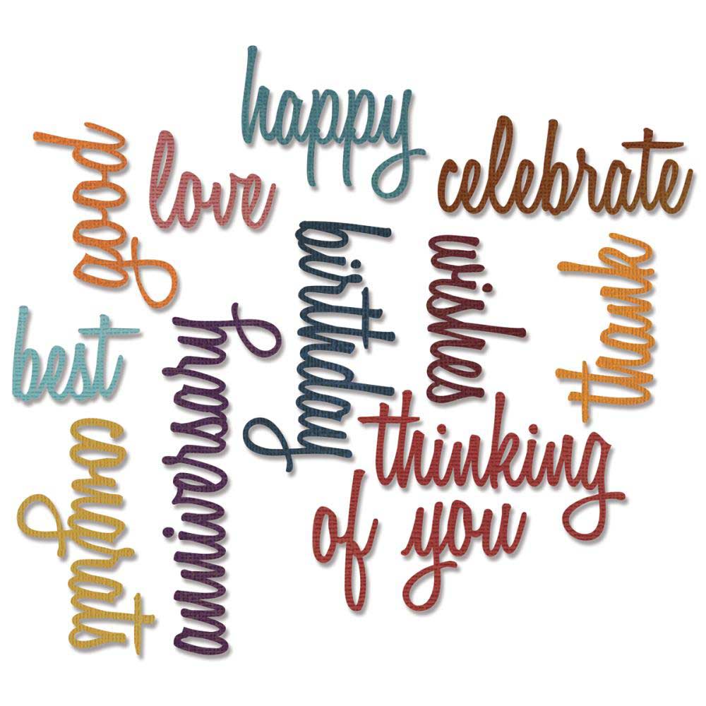 Tim Holtz Sizzix Thinlits - Celebration Words: Script [660223] - Image 2