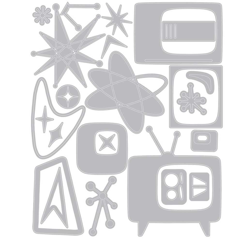 Tim Holtz Sizzix Vault Thinlits Dies - Atomic Retro [666875] - Image 2
