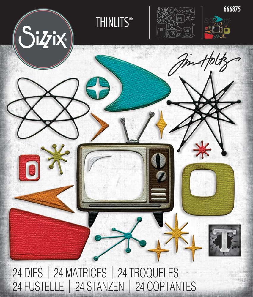 Tim Holtz Sizzix Vault Thinlits Dies - Atomic Retro [666875]