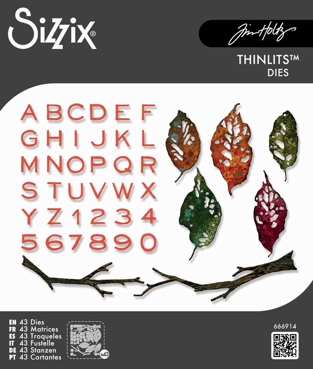 Tim Holtz Sizzix Vault Thinlits Dies - Leaves + Sticks [666914]