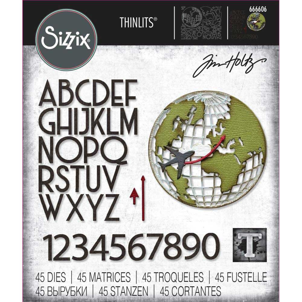 Tim Holtz Sizzix Vault Thinlits Dies - World Travel [666606]