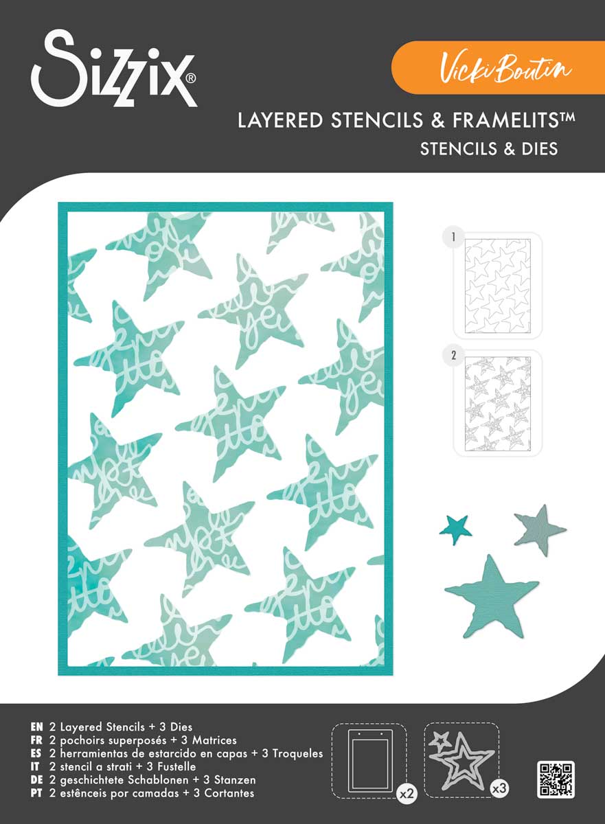Vicki Boutin / Sizzix Layered Stencils & Framelits - Script Layering Stars [667191]