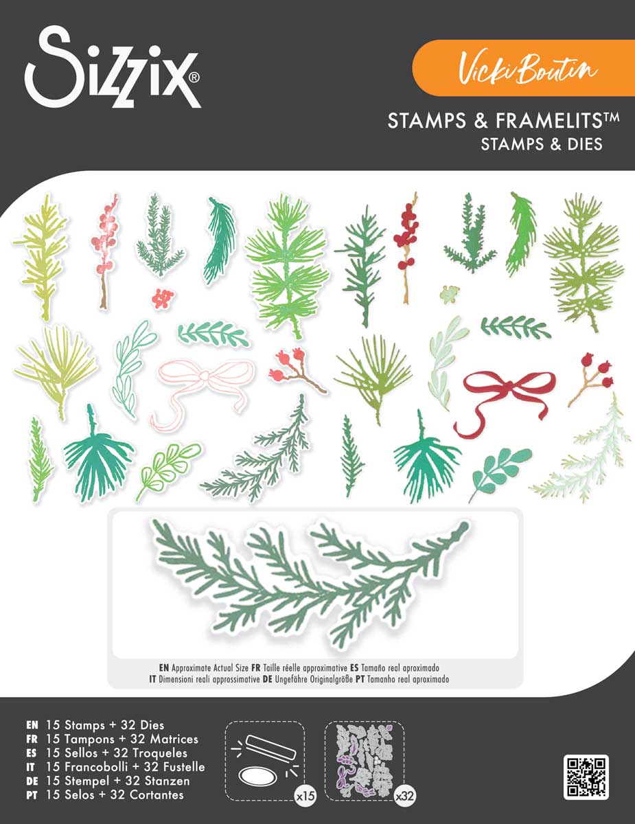 Vicki Boutin / Sizzix Stamps & Framelits - Winter Greenery [667188]