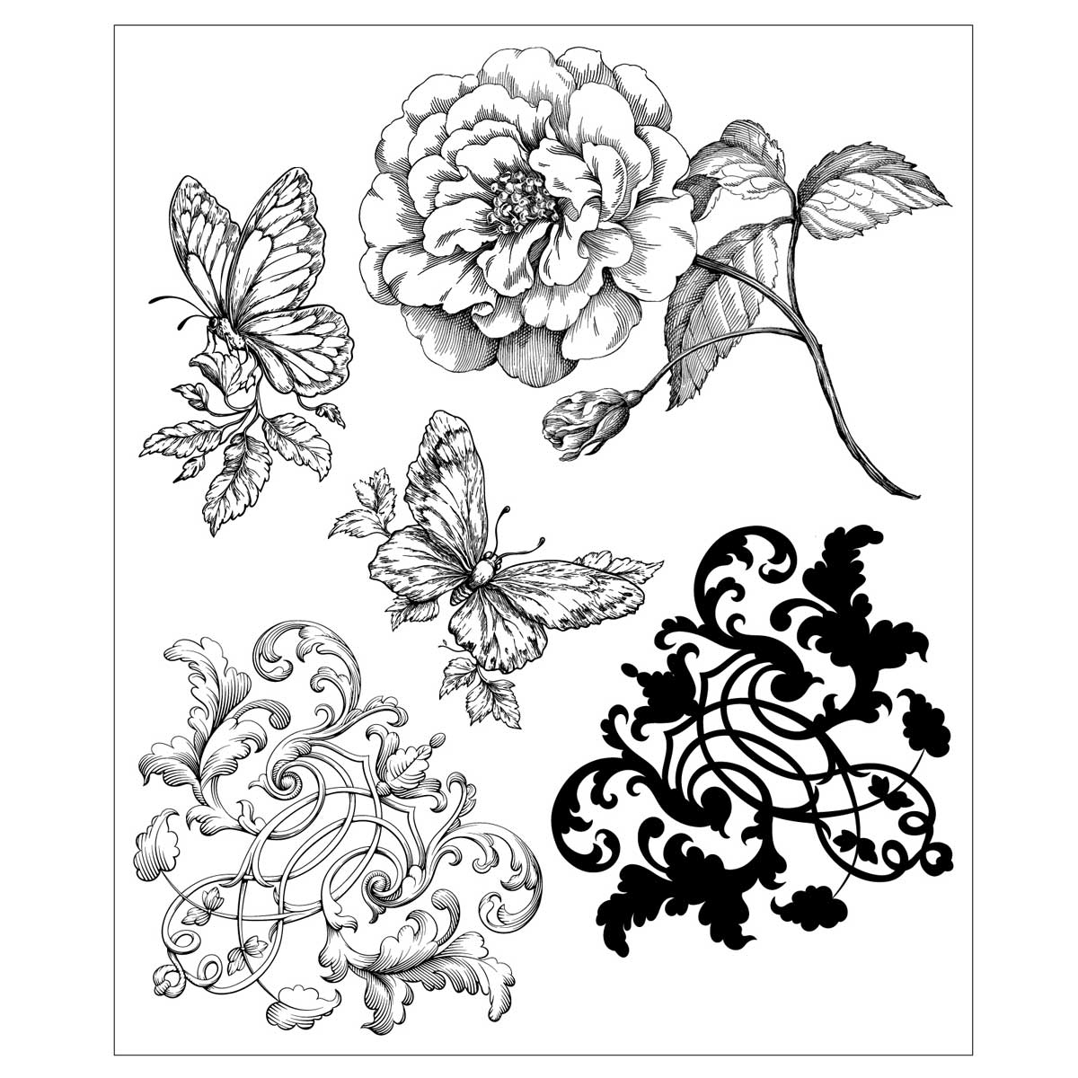 Willow Wolfe / Sizzix Stamps - Ornamental Butterflies [667028] - Image 2