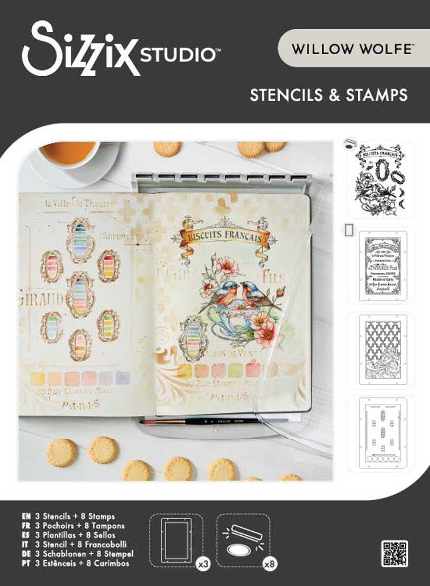 Willow Wolfe / Sizzix Stencils & Stamps - Birds & Biscuits [667126]