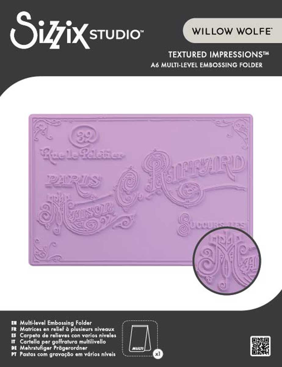 Willow Wolfe / Sizzix Textured Impressions - Vintage Label [667029]